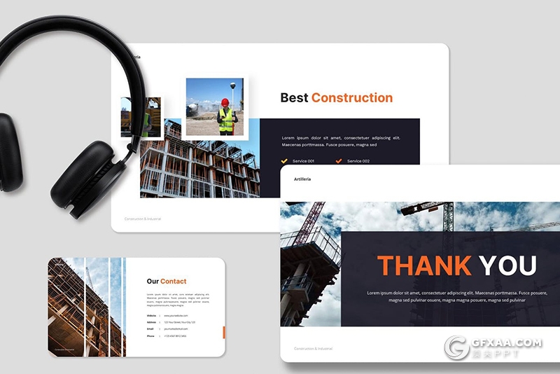 32页工程建筑项目施工项目合作展示PPT模板 - 顶尖PPT