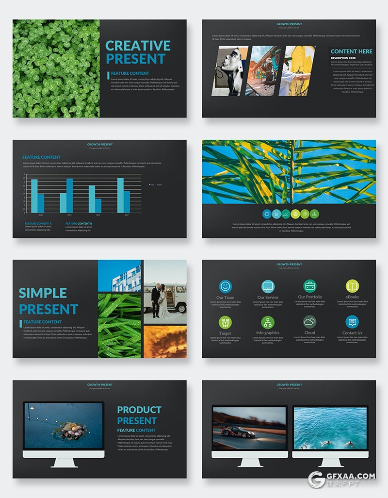 31页创意图片剪影多用途国外PPT模板 - 顶尖PPT