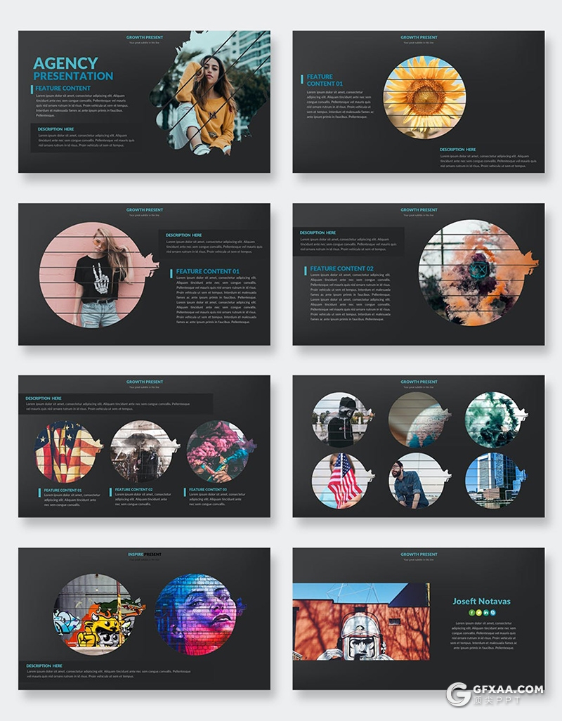 31页创意图片剪影多用途国外PPT模板 - 顶尖PPT