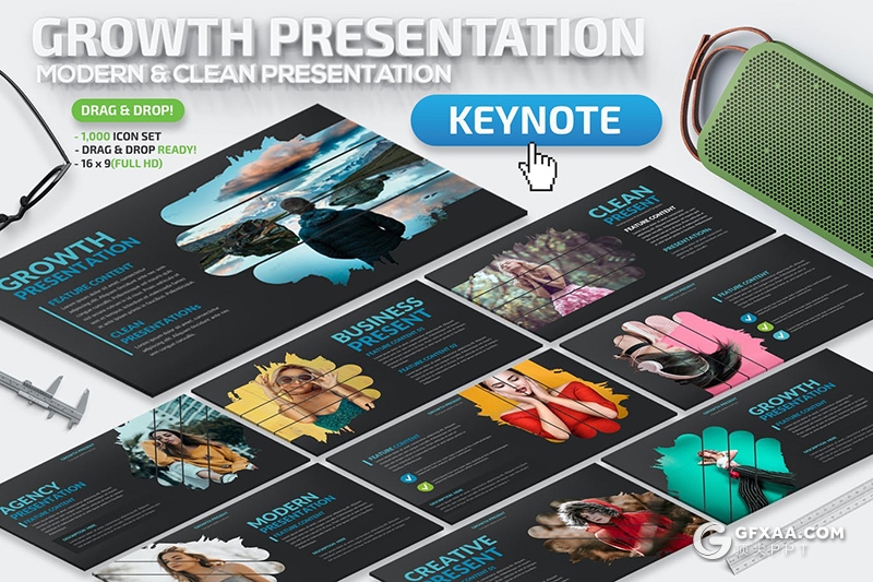 31页创意图片剪影多用途国外keynote模板 - 顶尖PPT