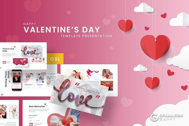 30页情人节浪漫婚礼国外Google slides模板 - 顶尖PPT