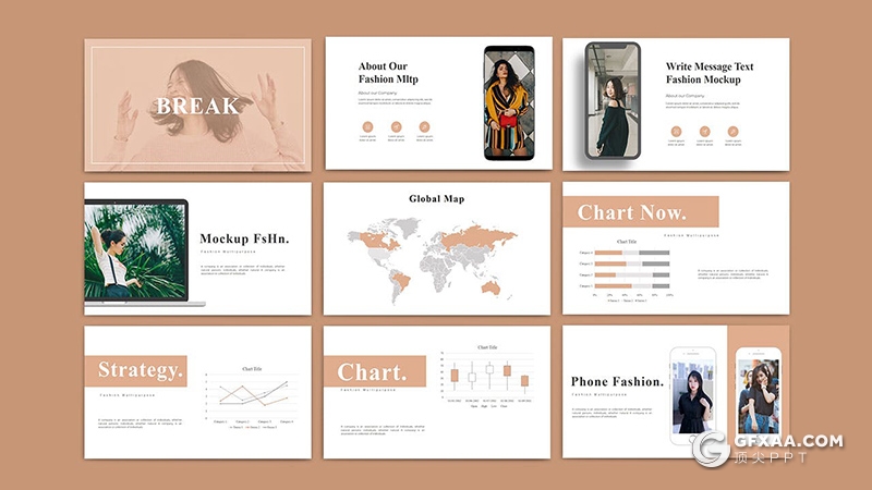 37页国外极简文艺时尚流行模特摄影PPT模板 - 顶尖PPT