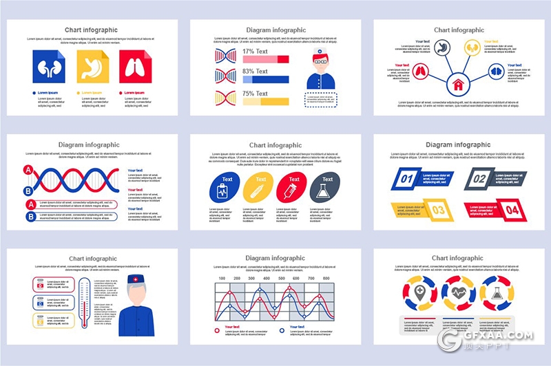 45页动画医疗信息图形PPT模板 - 顶尖PPT