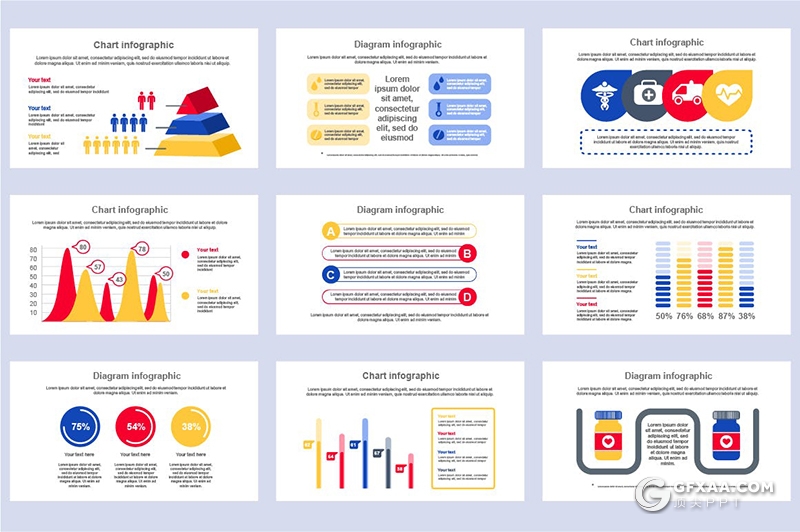45页动画医疗信息图形PPT模板 - 顶尖PPT