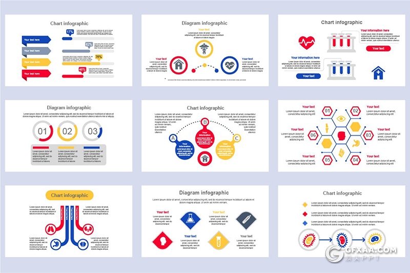 45页医疗信息图形ppt思维流程工作医疗医学动画图形PPT模板 - 顶尖PPT