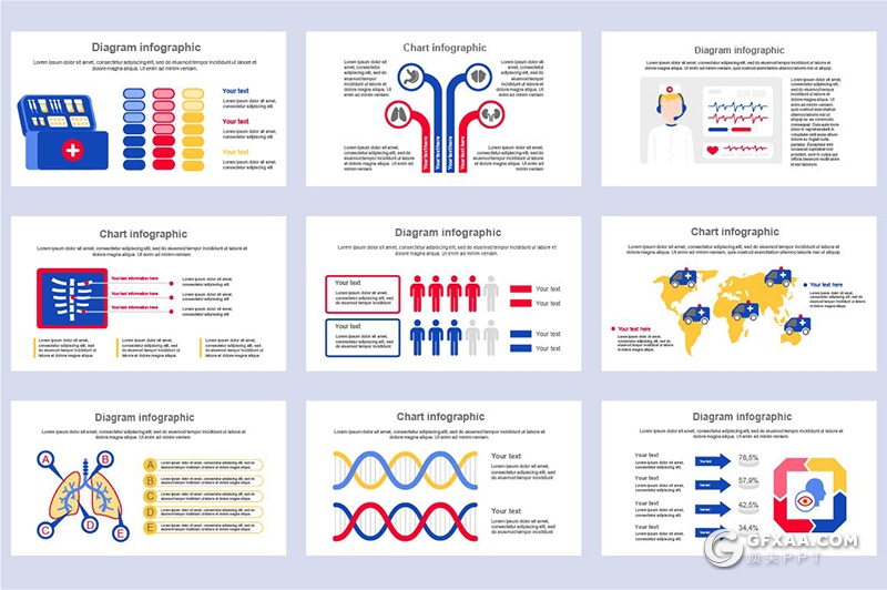 45页医疗信息图形ppt思维流程工作医疗医学动画图形PPT模板 - 顶尖PPT