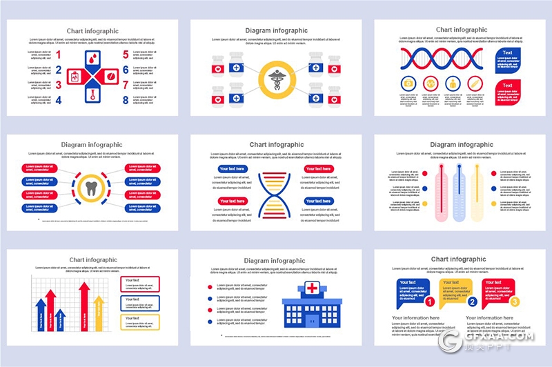 45页医疗信息图形ppt思维流程工作医疗医学动画图形PPT模板 - 顶尖PPT