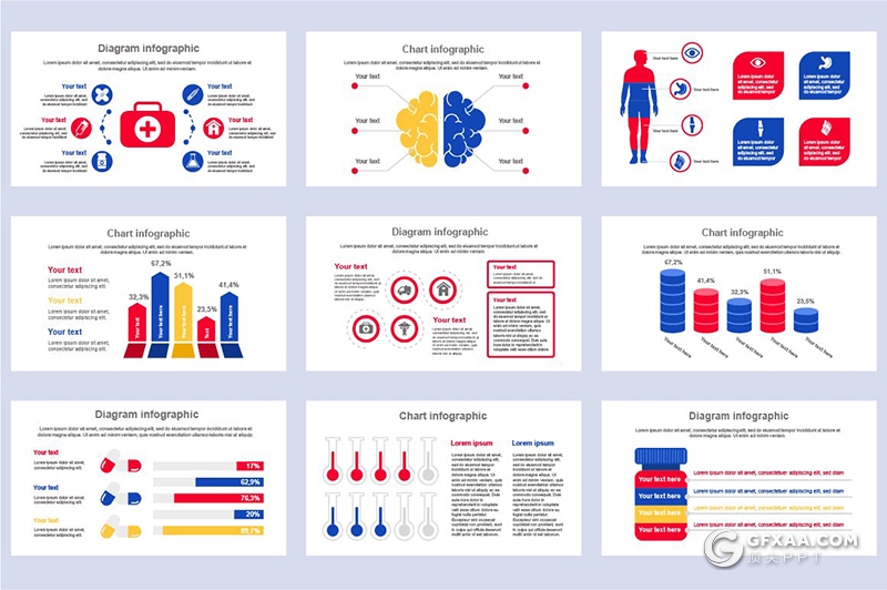 45页医疗信息图形ppt思维流程工作医疗医学动画图形PPT模板 - 顶尖PPT