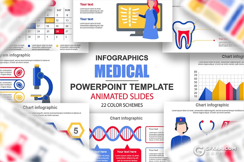 45页医疗信息图形ppt医学图步骤选项思维动画图形PPT模板 - 顶尖PPT