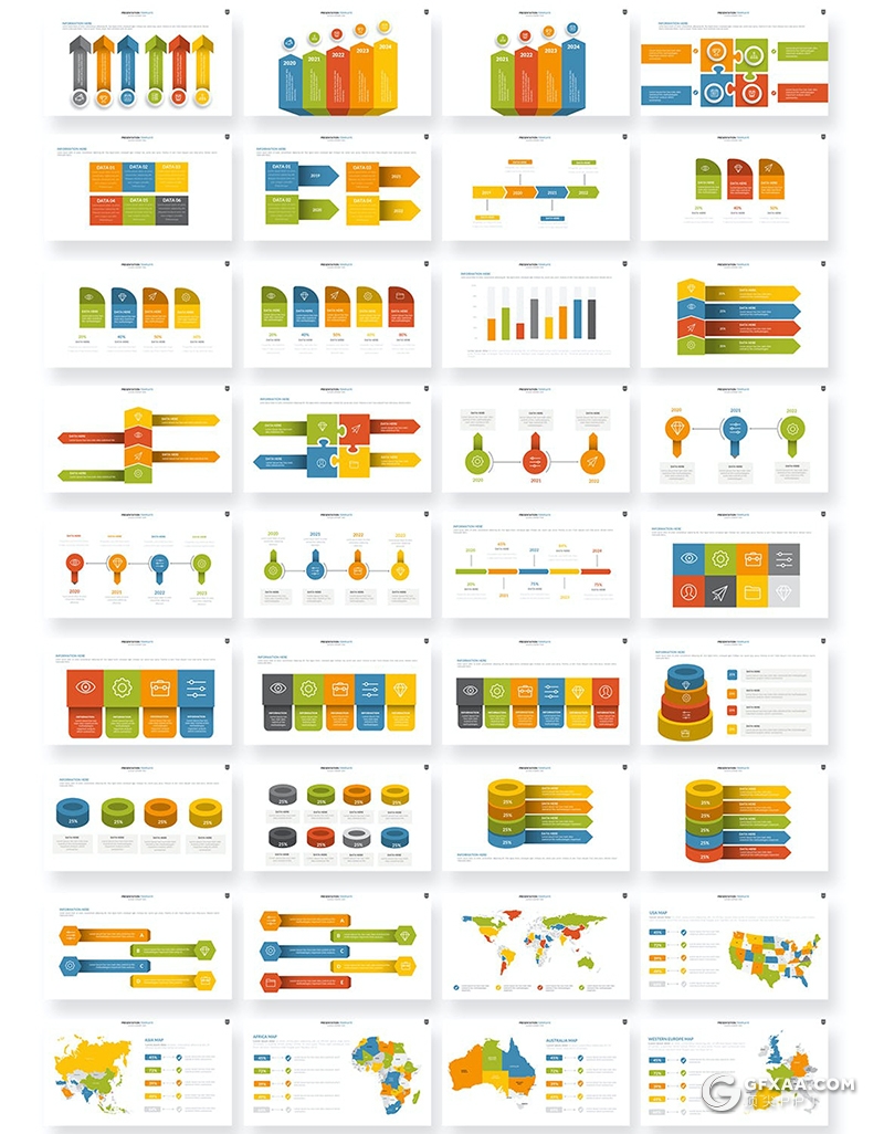 350页国外高端商务通用PPT卡通插画人物微立体数据图形世界地图PPT模板 - 顶尖PPT