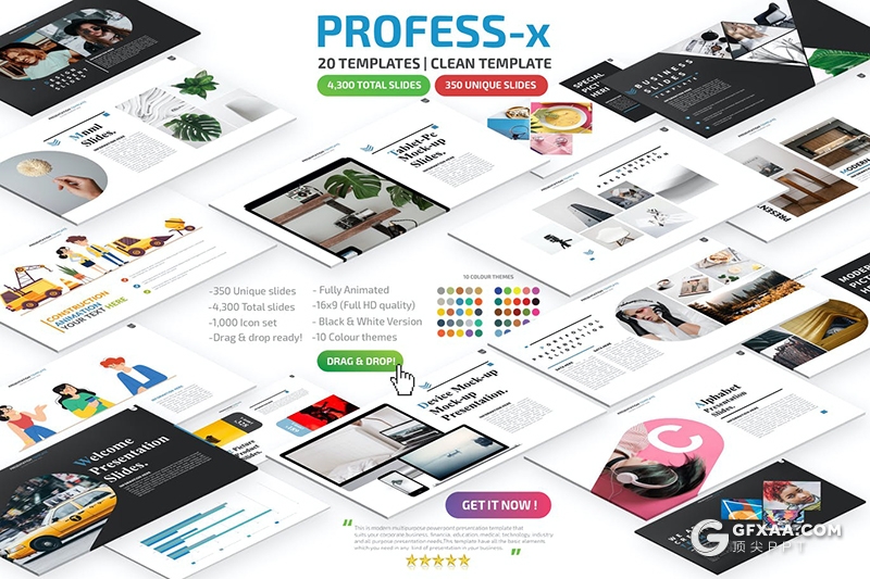 350页国外高端商务通用PPT卡通插画人物微立体数据图形世界地图PPT模板 - 顶尖PPT