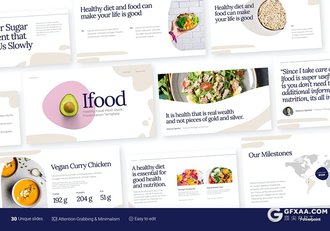 30页国外极简文艺风格美食简报PPT模板 - 顶尖PPT