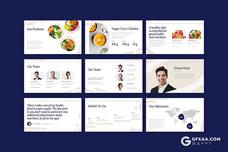 30页国外极简文艺风格美食简报PPT模板 - 顶尖PPT