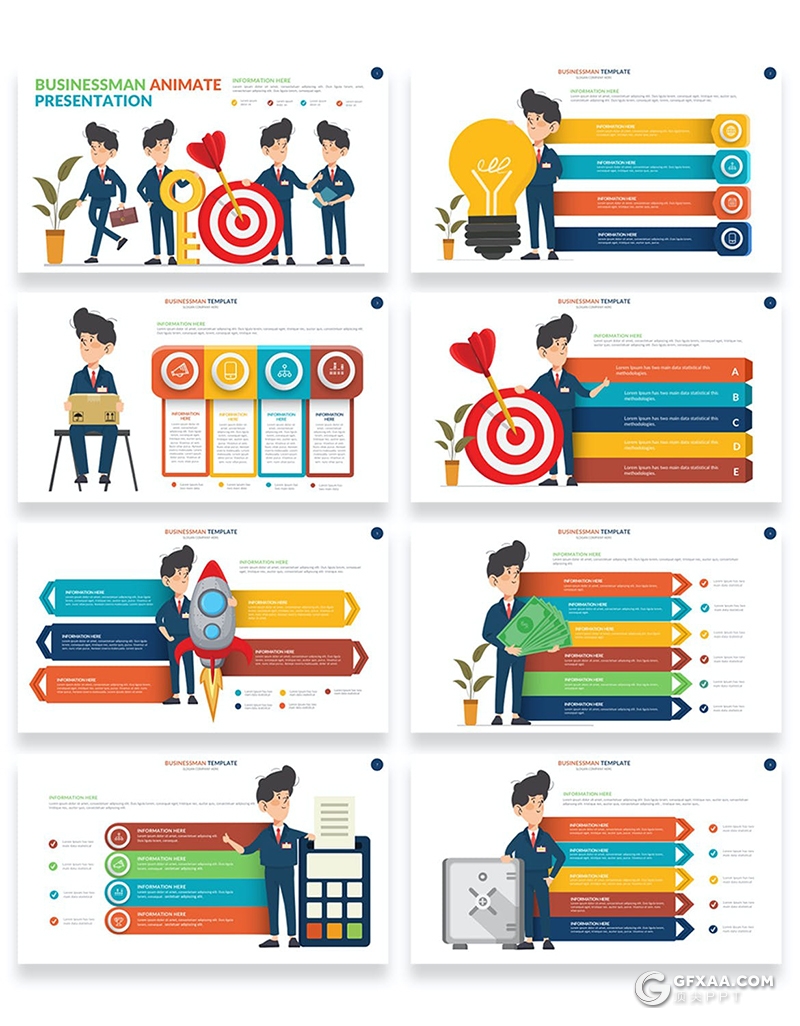 创意卡通商业人物概念插画动画PPT模板 - 顶尖PPT