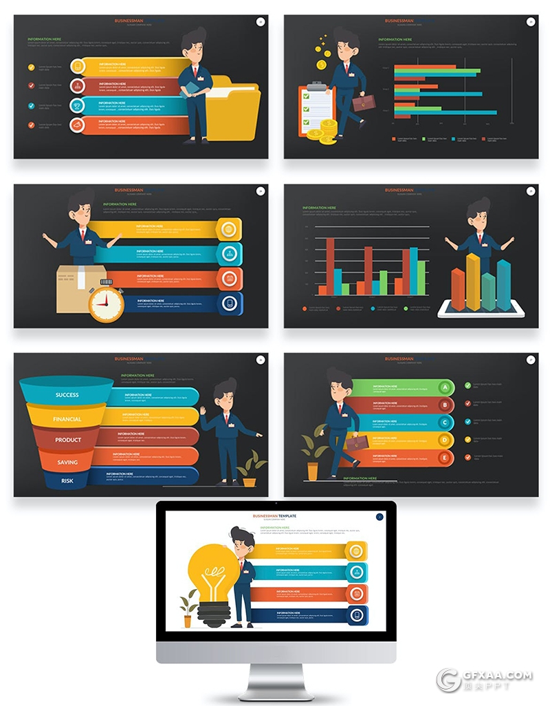 创意卡通商业人物概念插画动画PPT模板 - 顶尖PPT