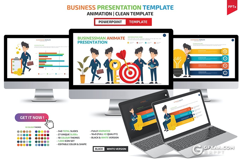 创意卡通商业人物概念插画动画PPT模板 - 顶尖PPT