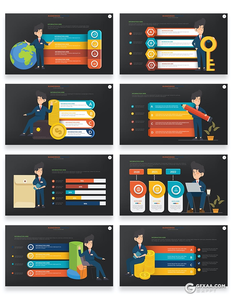 创意卡通商业人物概念插画动画PPT模板 - 顶尖PPT