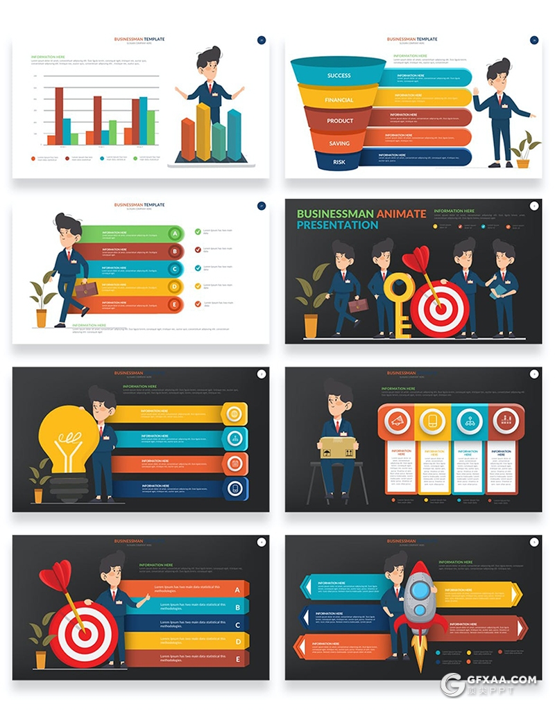 创意卡通商业人物概念插画动画PPT模板 - 顶尖PPT