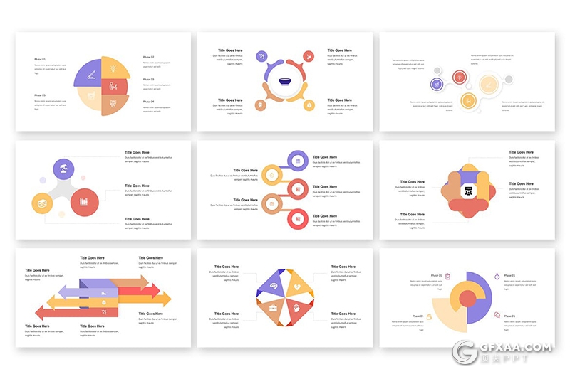 30页国外彩色微立体风格数据图形PPT模板 - 顶尖PPT