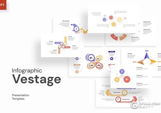 30页国外彩色微立体风格数据图形PPT模板 - 顶尖PPT