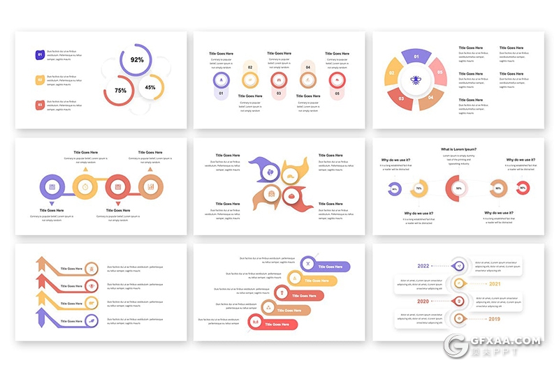 30页国外彩色微立体风格数据图形PPT模板 - 顶尖PPT