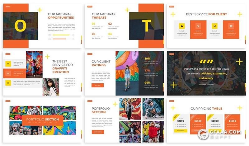 30页国外时尚作品展示摄影写真PPT模板 - 顶尖PPT