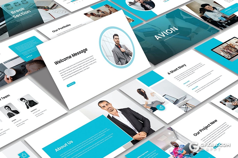 30页蓝色国外企业简介商务计划汇报PPT模板 - 顶尖PPT