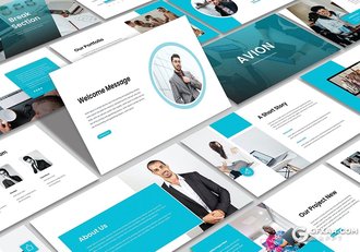 30页蓝色国外企业简介商务计划汇报PPT模板 - 顶尖PPT