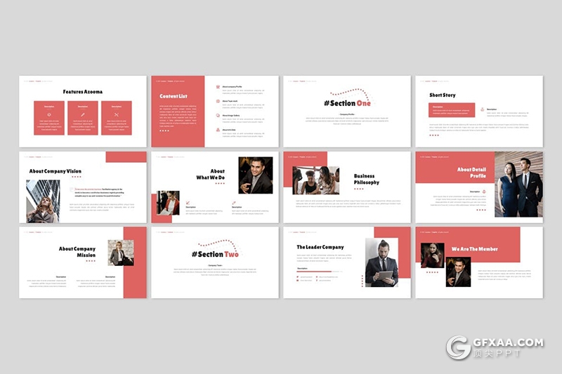 30页扁平化企业简介团队展示PPT模板 - 顶尖PPT