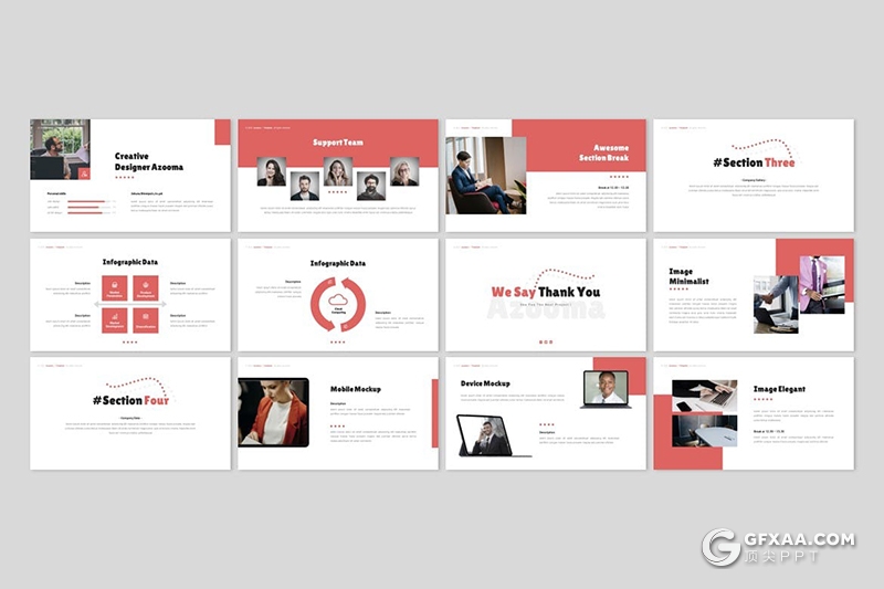 30页扁平化企业简介团队展示PPT模板 - 顶尖PPT