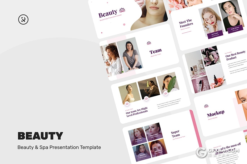 30页美容水疗女性主题PPT模板 - 顶尖PPT