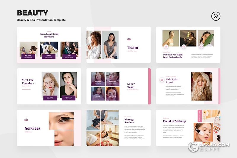 30页美容水疗女性主题PPT模板 - 顶尖PPT