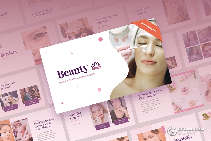 30页美容水疗女性主题PPT模板 - 顶尖PPT
