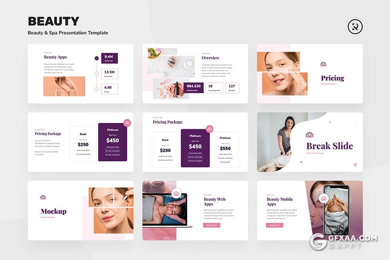 30页美容水疗女性主题PPT模板 - 顶尖PPT