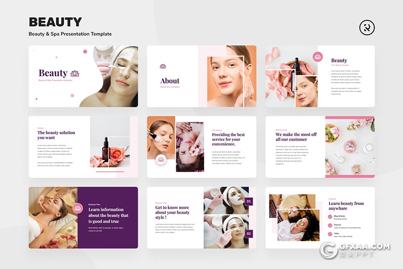 30页美容水疗女性主题PPT模板 - 顶尖PPT