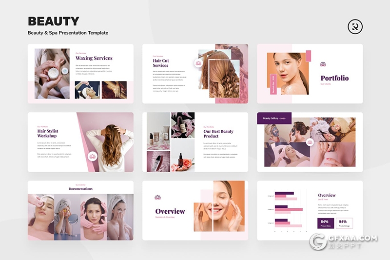 30页美容水疗女性主题PPT模板 - 顶尖PPT