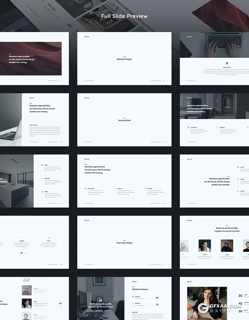 53页欧美简约风格商业创意PPT模板 - 顶尖PPT