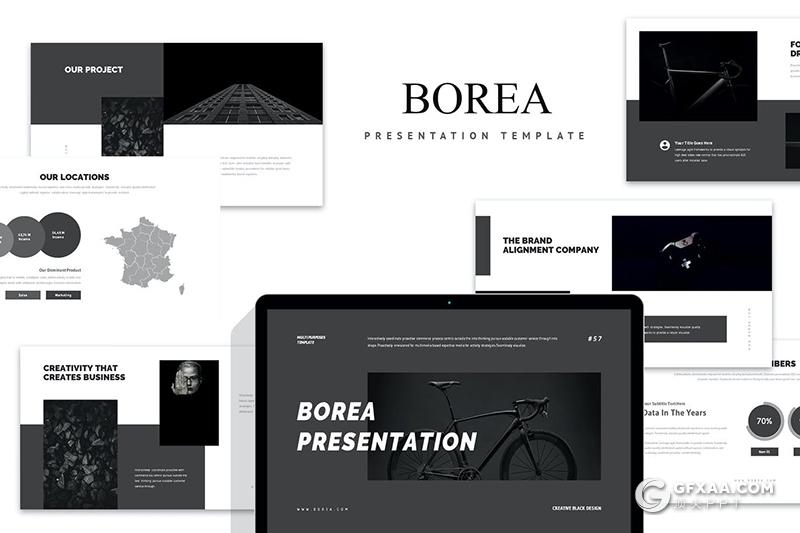 42页国外黑色简约产品展示商业简报PPT模板 - 顶尖PPT