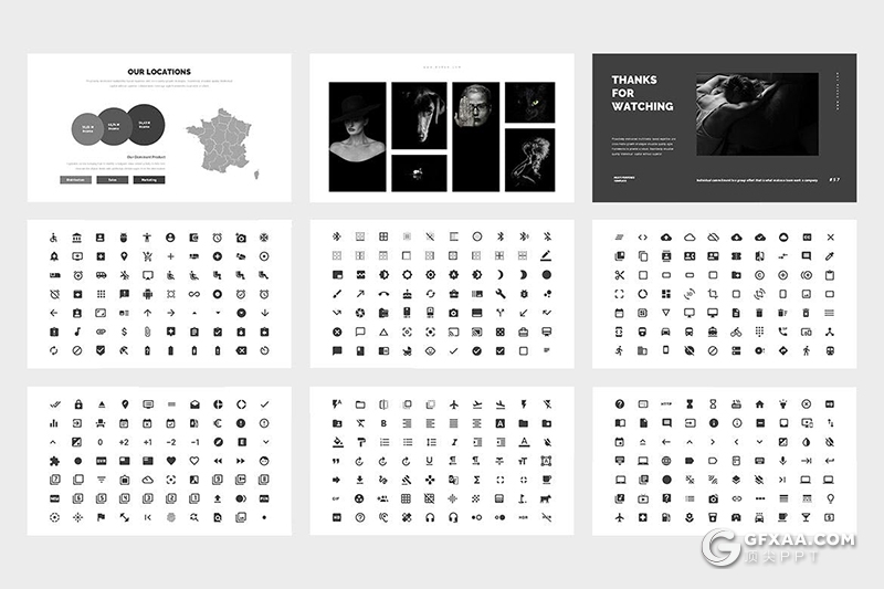 42页国外黑色简约产品展示商业简报PPT模板 - 顶尖PPT
