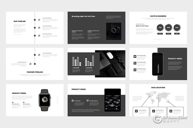 42页国外黑色简约产品展示商业简报PPT模板 - 顶尖PPT