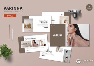 30页极简文艺唯美模特写真摄影服装展示PPT模板 - 顶尖PPT