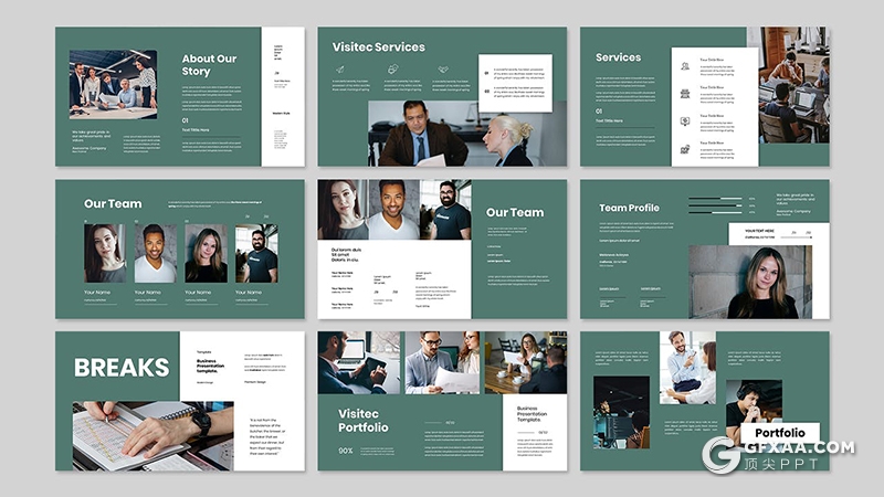 30页扁平化国外商业企业项目合作工作总结计划PPT模板 - 顶尖PPT