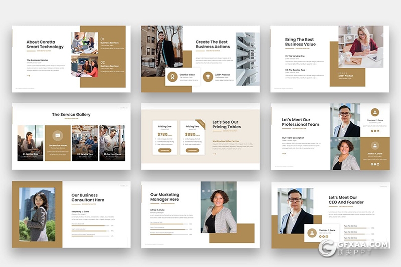 30国外优雅创意机构公司简介业务投资组合通用PPT模板 - 顶尖PPT