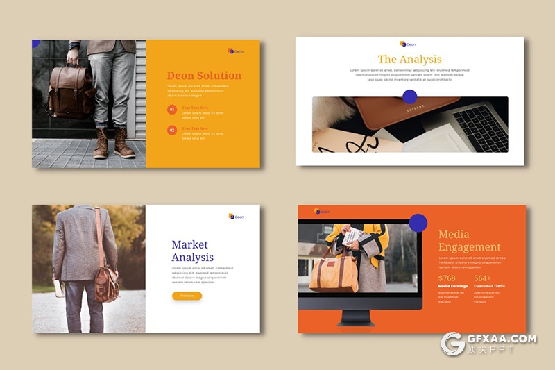 32页简约时尚风格多用途国外PPT模板 - 顶尖PPT