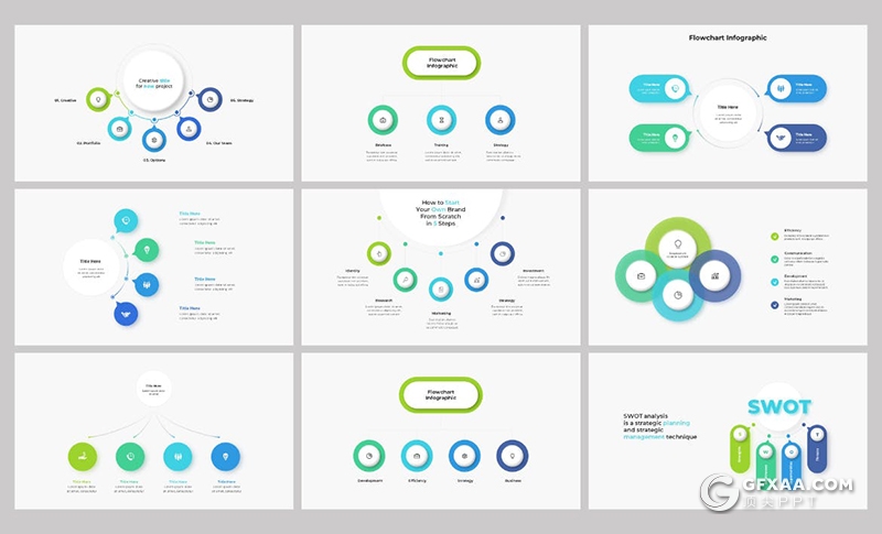 46页国外创意微立体聚合流程数据图形PPT模板 - 顶尖PPT