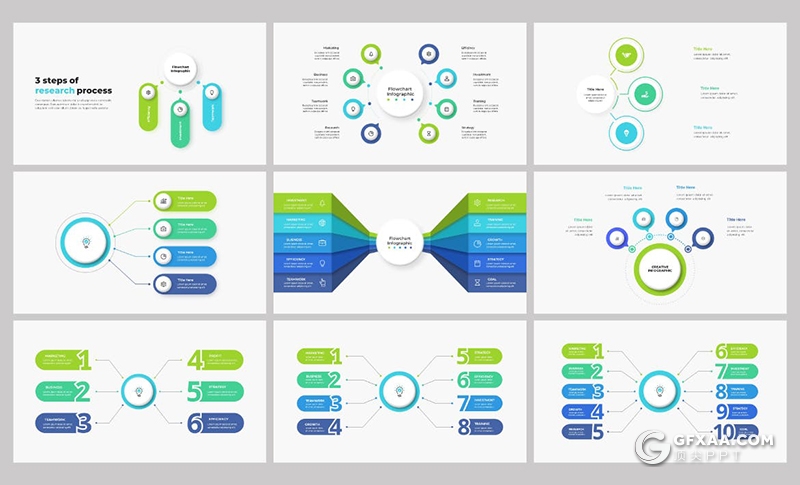 46页国外创意微立体聚合流程数据图形PPT模板 - 顶尖PPT