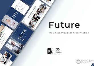 30页蓝色商业公司介绍商业提案国外通用PPT模板 - 顶尖PPT