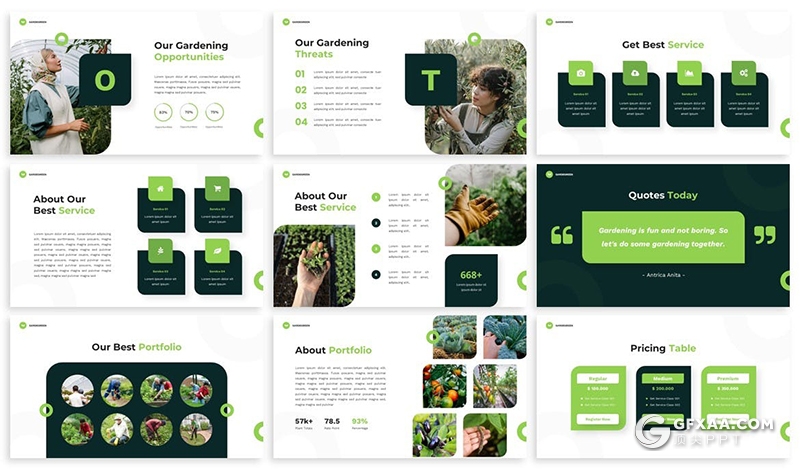 30页植物展示园丁景观业务演示主题PPT模板 - 顶尖PPT