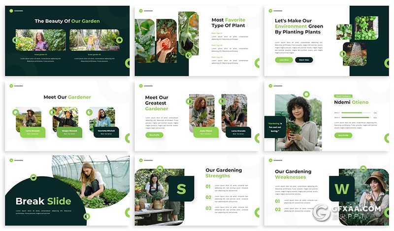 30页植物展示园丁景观业务演示主题PPT模板 - 顶尖PPT