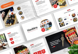 30页简约风格日式料理日本餐饮美食展示PPT模板 - 顶尖PPT